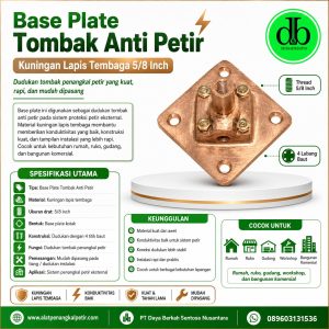 Base Plate Tombak Anti Petir Kuningan Lapis Tembaga Ukuran 5/8 inch