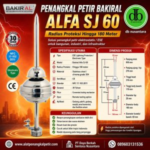 Penangkal Petir Bakiral Alfa SJ Radius 180 - 200 Meter - Made In Turky