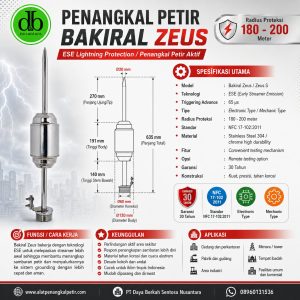 Penangkal Petir Bakiral ZEUS S Radius 180 - 200 Meter  - Made In Turky